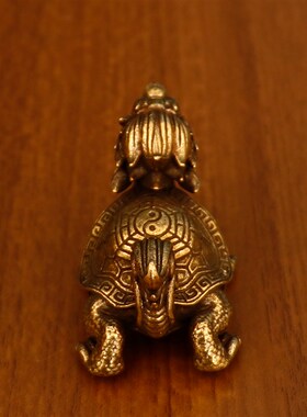 纯铜复古中式龙龟摆件实心八卦龟避小人招财招贵T人镇宅龙头龟摆