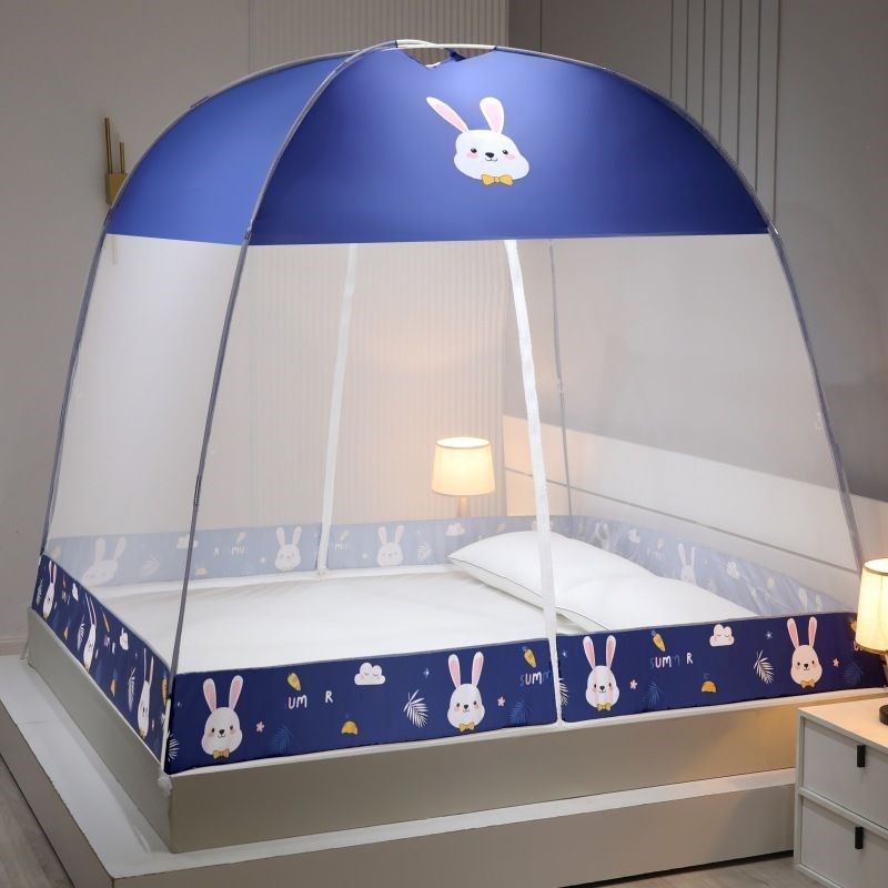 2023新款免f安装防蚊防尘蒙古包印花蚊帐卡通防蚊1.5米1.2米1.8米 - 图0