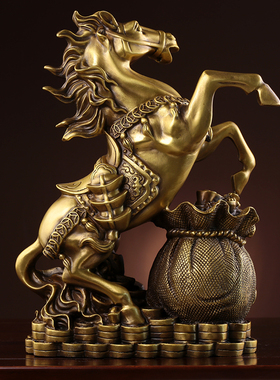 纯铜马摆件马到成功招财工艺品生肖马客H厅铜马办公室家居酒柜装