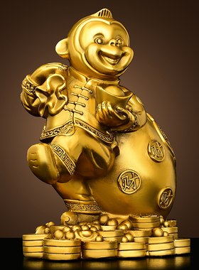 全黄铜猴子摆件十二生肖12金属猴金福猴家居工艺礼品摆饰桌面装饰