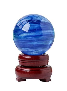 高档天然蓝色水晶球摆件 熔炼家居客厅办公室装饰品开业乔迁礼品