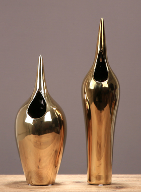 欧式创意轻奢陶瓷花瓶摆件家居客厅餐桌样板间台面插花装饰品摆设