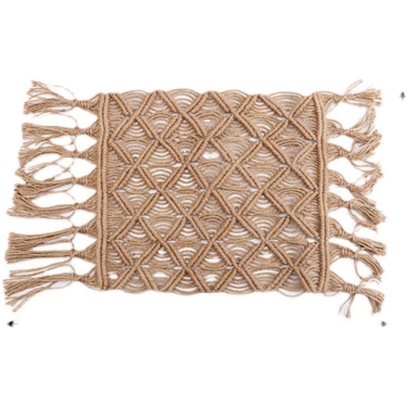 手工编织麻绳垫子家居装饰飘窗垫客厅地垫摄影道具蝴蝶花桌垫杯垫,淘宝优惠券,粉丝福利购,淘宝优惠卷