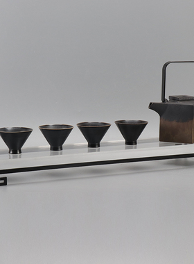 新中式陶瓷茶具套装摆件酒店售楼处样板房间客厅茶几书房软装饰品