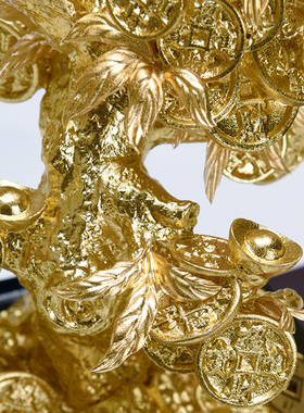 开业礼物金箔工艺品招财进宝公司办公室摆件发财树搬家乔迁新居礼