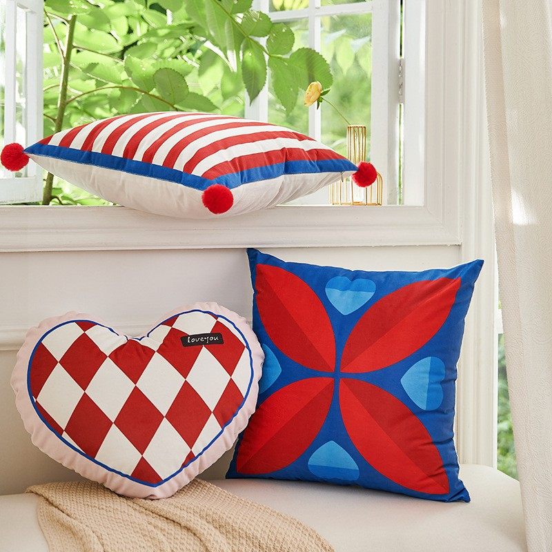 现代简约抱枕沙发办公室客厅印花靠枕床头网红爱心流苏靠垫套,淘宝优惠券,粉丝福利购,淘宝优惠卷