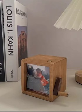 机械手摇动态相册高级感黑胡桃木手工艺品电脑桌摆件定制创意礼物