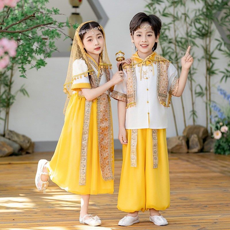 儿童汉服女童连衣裙民族风演出服男童少数民族服装幼儿园舞蹈表演,淘宝优惠券,粉丝福利购,淘宝优惠卷