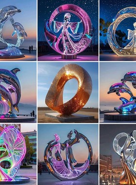 大型不锈a钢镜面雕塑定制城市校园广场房地产地标性建筑景观大摆