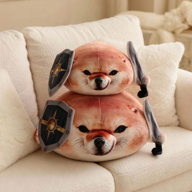 My Sword and Shield Dog Doll Pillow Plush Toy Doll Sleeping Hold Doll Abstract Funny Birthday Gift for Girls