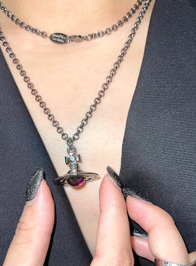 【新品】西太后项链女 ORB系列 枪黑紫球项链街头风朋克风个性