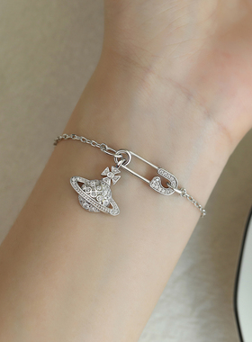 Vivanne土星手链经典镶钻回形针