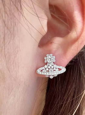 【新品】西太后满钻雪花土星耳钉轻奢耳环送女友老婆