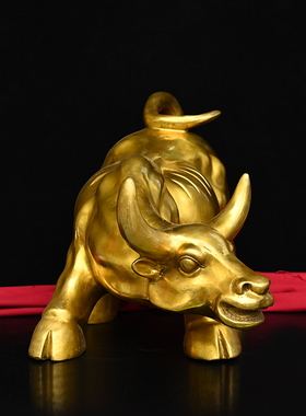 纯铜华尔街牛铜牛摆件 招财旺市生肖铜牛铜器装饰开业礼品工艺礼