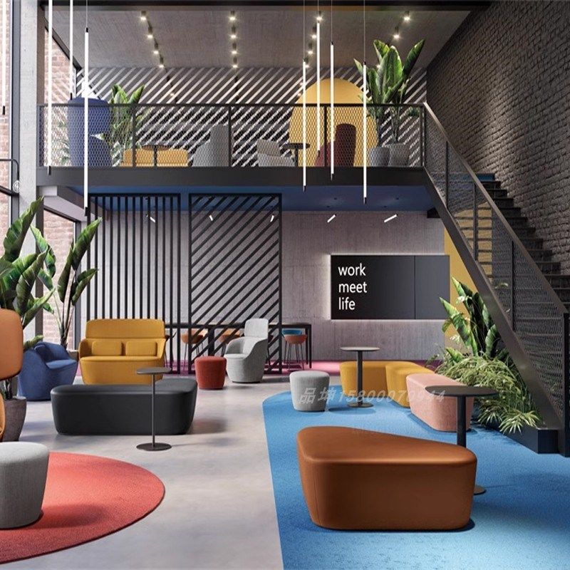 极简创意无靠背沙发异型三角形公司休息区接待洽谈会客皮布沙发凳,淘宝优惠券,粉丝福利购,淘宝优惠卷