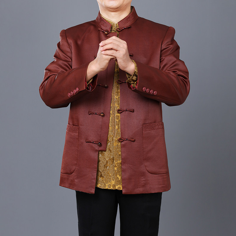 百福龙重磅红云纱男士唐装外套新款 高档男中式爸爸生日婚宴礼服,淘宝优惠券,粉丝福利购,淘宝优惠卷