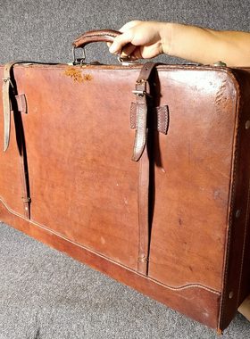 国产旧店怀旧老物件大号老式提箱行李箱老皮箱面收藏摆件装饰道具