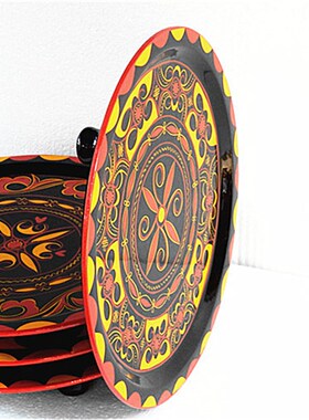 川凉山西昌民族特色工艺品昭觉彝族漆器手工艺品大号餐盘