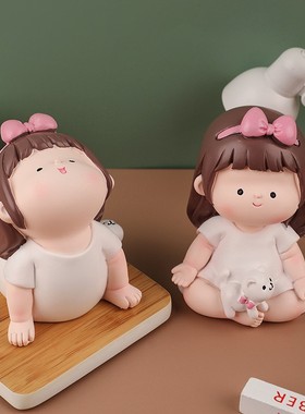 创意治愈系瑜伽造型女孩摆件少女心房间布置桌面车载装饰品小物件
