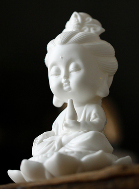 白瓷观音佛像摆件家居供奉平安车载饰品个性禅意南海小如来佛茶宠