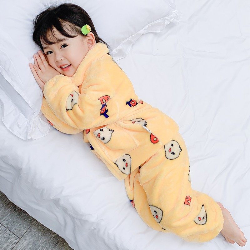 儿童法兰绒睡衣宝宝秋冬加绒加厚珊瑚绒小孩冬款男女童家居服套装,淘宝优惠券,粉丝福利购,淘宝优惠卷