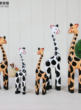 北欧家居装饰摆设 卧室客厅电视机柜隔板书房创意桌面木质摆件鹿