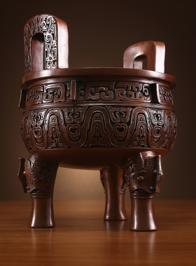 铜欣祥 纯铜鼎摆件紫铜克鼎开业礼品千秋鼎盛铜鼎客厅办公室摆件