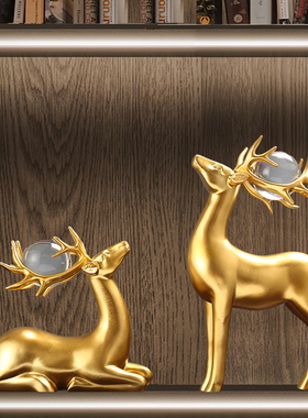 入户玄关柜摆件麋鹿发财树装饰品客厅电视柜样板房餐边柜酒柜摆设