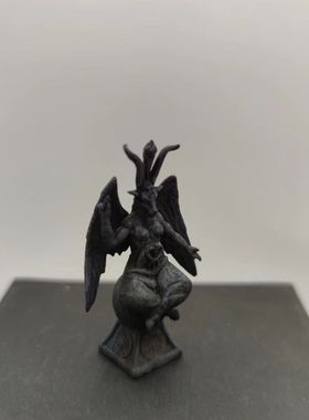 纯铜复古羊头死神摆件埃及老版撒旦黑暗教主骷髅纯铜项链吊坠摆件