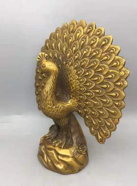 纯铜孔雀开屏摆件仿古孔雀开屏家居装饰工艺品办公纳福礼品