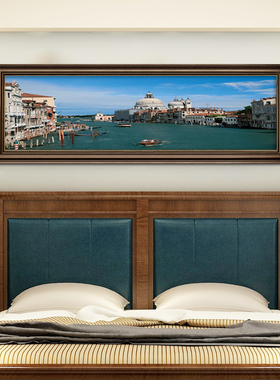 美式卧室床头装饰画主卧房间挂画沙发背景墙壁画风景油画2025新款