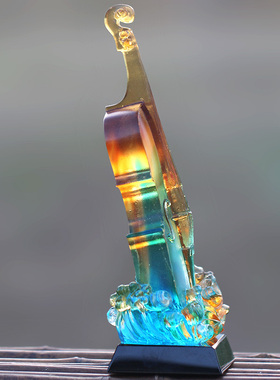 琉璃小提琴琴瑟和鸣创意摆件居家客厅前台摆放装饰朋友婚庆送礼