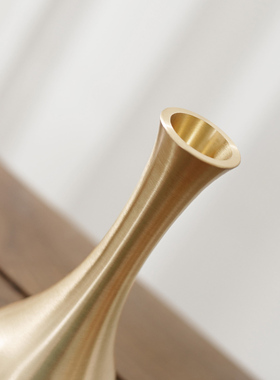 黄铜花瓶家居装饰摆件客厅办公室插花乾燥花茶桌摆设中式玄关工艺