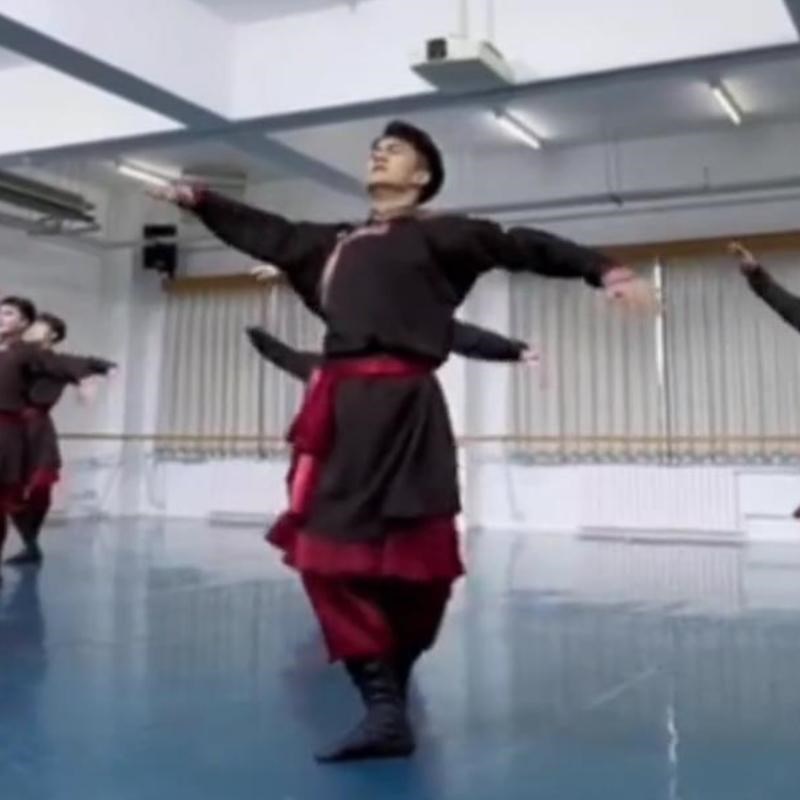 蒙古族舞蹈服2025新款男学生艺考练习服少数民族成人舞台表演服装 - 图1