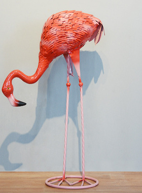 大型铁艺火烈鸟模型摆件服装店橱窗商场开业美陈婚庆装饰落地摆件