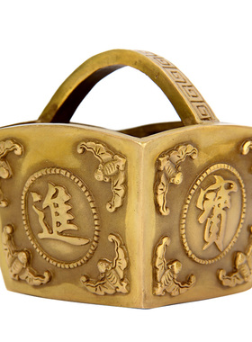 铜进宝斗摆件 铜斗摆件 铜金银满斗 年年有余斗 日进斗金摆件