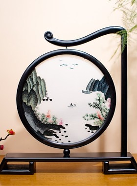 纯手工双面绣摆件中国风国潮屏风新中式饰品搬家礼物乔迁新居高档