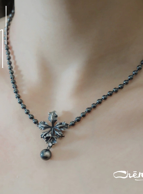 cheng 雨露兰花项链 原创设计925银项链烧白choker手工银饰