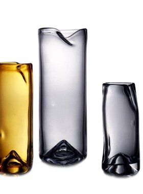 现代简约人工吹制玻璃样板房售楼处家居桌面茶几玄关玻璃摆件工艺