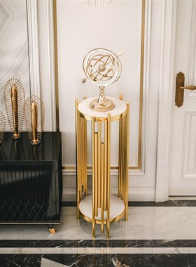 轻奢客厅落地摆件装饰架电视柜旁边置物架大型北欧沙发大理石花架