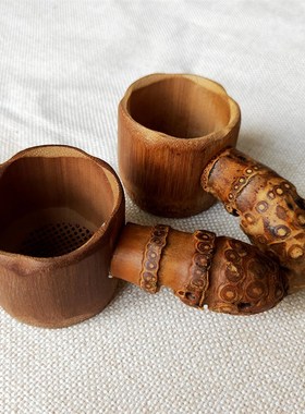 中式老竹根茶漏手工竹制茶则长柄水勺茶具养壶笔刷茶夹茶道零配件