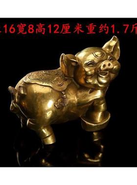 补角富足猪猪猪一对元宝乔迁开业摆件纯K铜如意猪生肖礼金猪家居