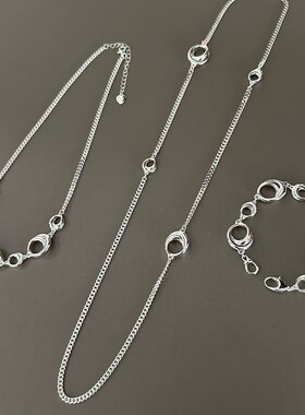 小众设计首饰白银色个性时尚套装毛衣链长款手链女项链女锁骨链