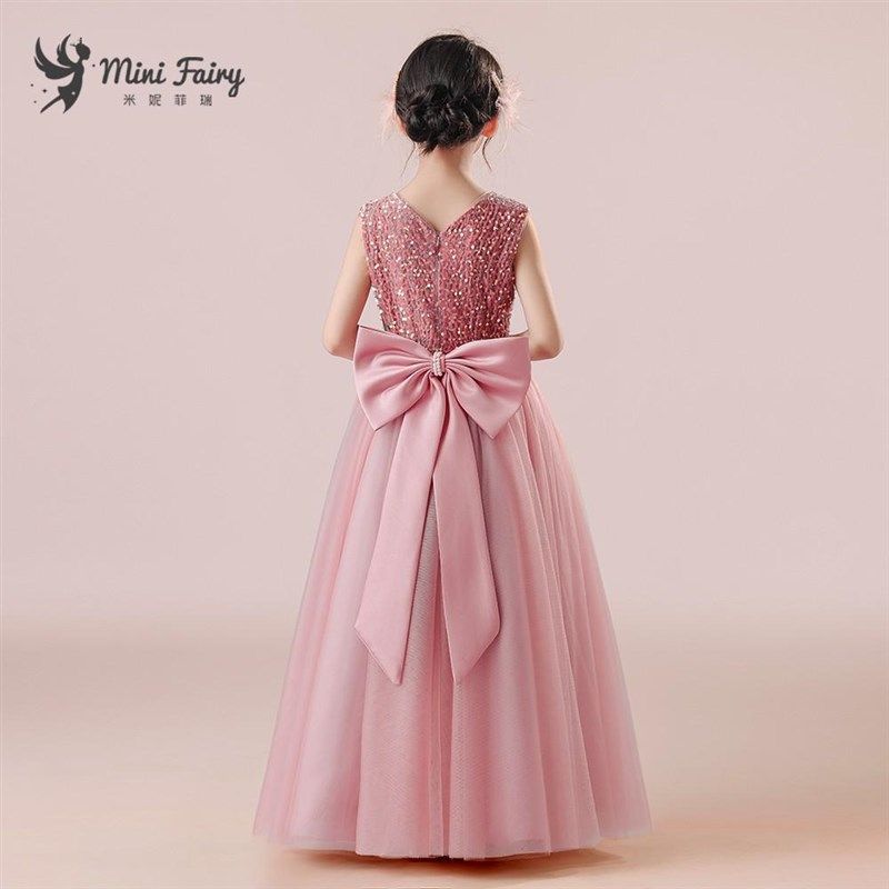 女童礼服秋冬长裙儿童演出服元旦钢琴表演高贵灰粉生日公主裙,淘宝优惠券,粉丝福利购,淘宝优惠卷