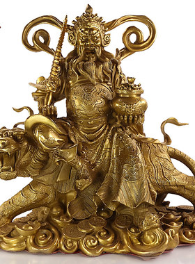 武财神赵公明神像纯铜财神爷佛像摆件工艺品招财鎮宅客厅家居饰品