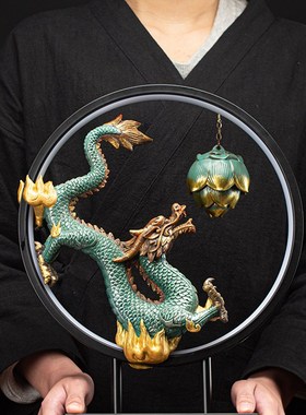 威弗列德家居客厅办公室开业礼品灯圈龙摆件招财镇宅生肖龙装饰品