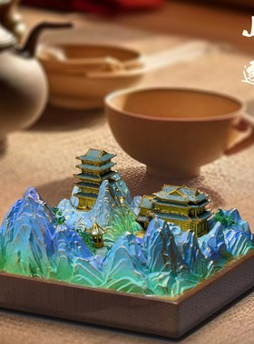 山川逐青千里江山中国风桌面摆件客厅办公室茶室乔迁开业礼物