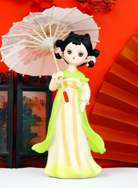 新款汉服娃娃摆件女孩倾城古风打伞少女国风旅游景点纪念品礼物