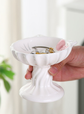 hellokitty可爱托盘小猫喝水碗家用创意果盘陶瓷釉下彩抖音爆款