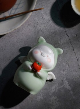 小猪诸事大吉陶瓷摆件可爱禅意招财家居饰品桌面工艺品生肖送礼物